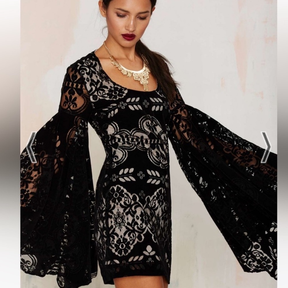 Nasty Gal Velvet Lace Bell Sleeve mini dress
